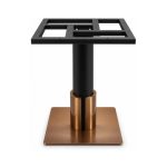 FSX-HW-007 Walnut and Black Pedestal Table Base with Square Foot front view
