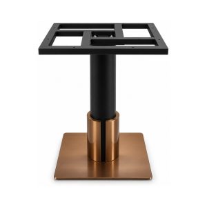 FSX-HW-007 Walnut and Black Pedestal Table Base with Square Foot front view