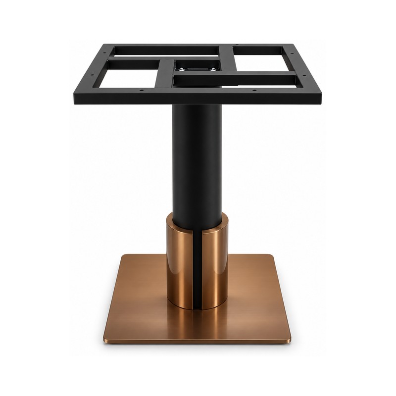 FSX-HW-007 Walnut and Black Pedestal Table Base with Square Foot