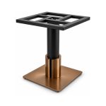 FSX-HW-007 Walnut and Black Pedestal Table Base with Square Foot left- 45-degree-degree view