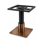 FSX-HW-007 Walnut and Black Pedestal Table Base with Square Foot right- 45-degree-degree view