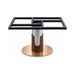FSX-HW-009 Low Walnut and Silver Pedestal Table Base with Rectangular Mount front view