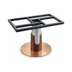 FSX-HW-009 Low Walnut and Silver Pedestal Table Base with Rectangular Mount left- 45-degree-degree view