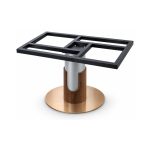FSX-HW-009 Low Walnut and Silver Pedestal Table Base with Rectangular Mount right- 45-degree-degree view