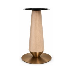 FSX-HW-010 Light Wood Hourglass Pedestal Table Base with Bronze Foot front view