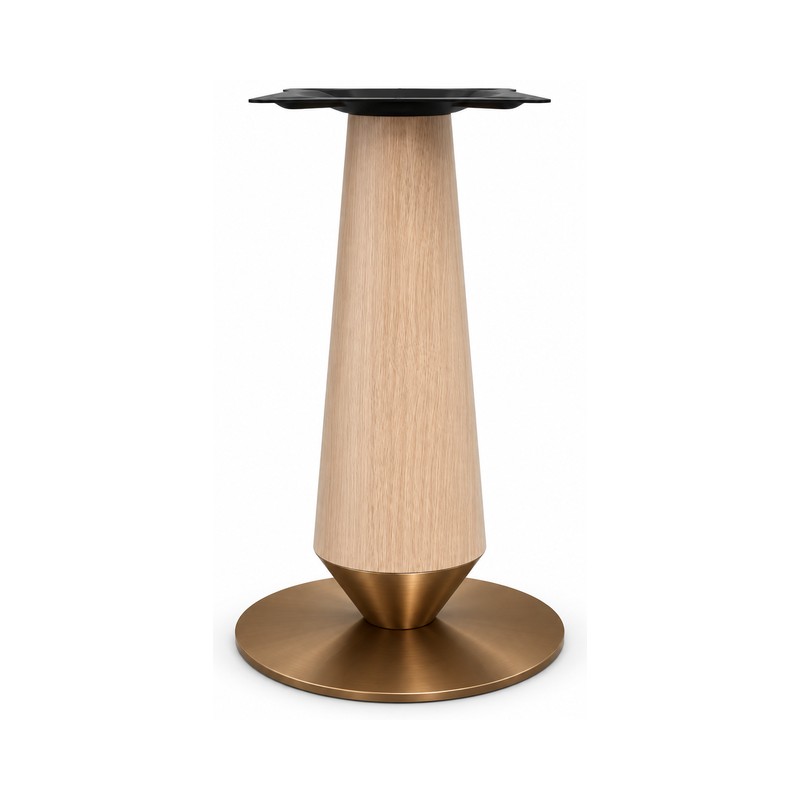 FSX-HW-010 Light Wood Hourglass Pedestal Table Base with Bronze Foot
