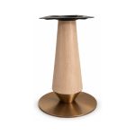 FSX-HW-010 Light Wood Hourglass Pedestal Table Base with Bronze Foot left- 45-degree-degree view