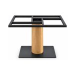 FSX-HW-012 Oak Column Table Base with Black Square Foot front view