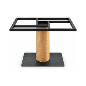 FSX-HW-012 Oak Column Table Base with Black Square Foot front view