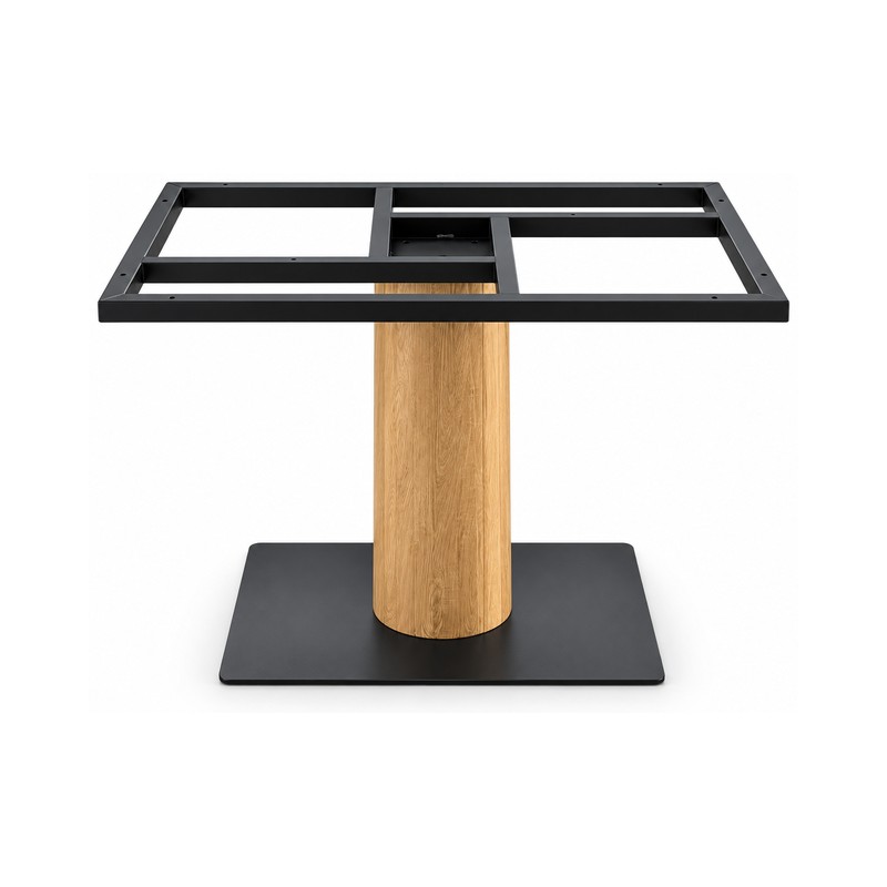 FSX-HW-012 Oak Column Table Base with Black Square Foot