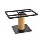 FSX-HW-012 Oak Column Table Base with Black Square Foot left- 45-degree-degree view