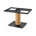 FSX-HW-012 Oak Column Table Base with Black Square Foot right- 45-degree-degree view
