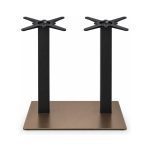 FSX-HW-013 Twin Black Pedestal Table Base with Bronze Square Plate front view
