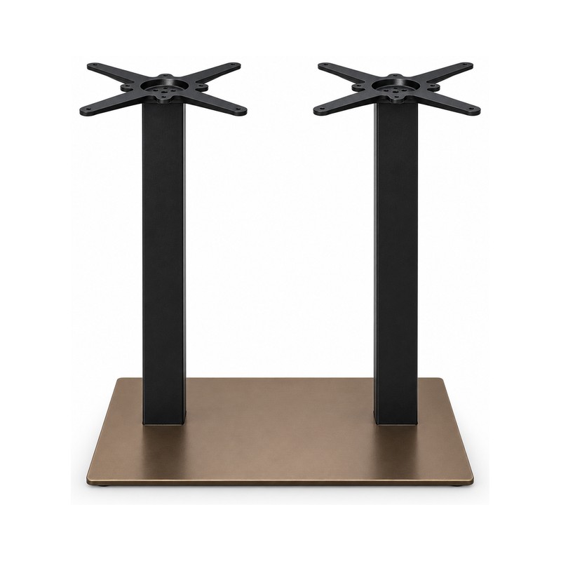 FSX-HW-013 Twin Black Pedestal Table Base with Bronze Square Plate