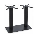 FSX-HW-013 Twin Black Pedestal Table Base with Bronze Square Plate left- 45-degree-degree view