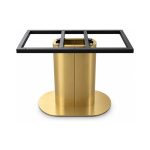 FSX-HW-016 Gold Oval Column Table Base with Rectangular Mount front view