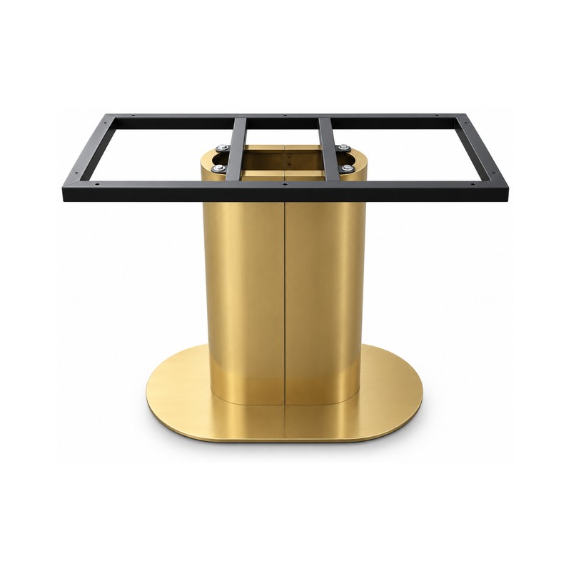 FSX-HW-016 Gold Oval Column Table Base with Rectangular Mount