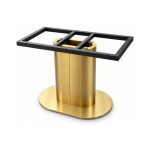 FSX-HW-016 Gold Oval Column Table Base with Rectangular Mount left- 45-degree-degree view