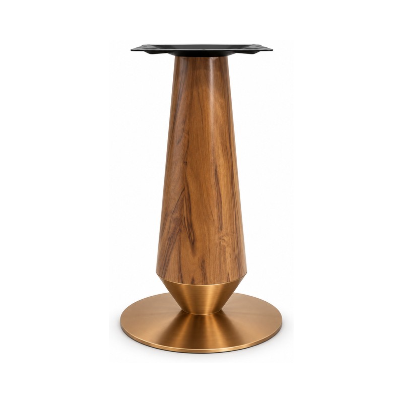 FSX-HW-017 Walnut Hourglass Pedestal Table Base with Gold Foot
