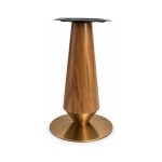 FSX-HW-017 Walnut Hourglass Pedestal Table Base with Gold Foot left- 45-degree-degree view