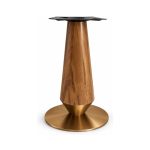 FSX-HW-017 Walnut Hourglass Pedestal Table Base with Gold Foot right- 45-degree-degree view