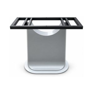FSX-HW-019 Gray Curved Bridge Pedestal Table Base with White Trim front view