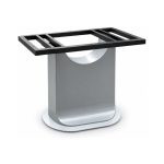 FSX-HW-019 Gray Curved Bridge Pedestal Table Base with White Trim left- 45-degree-degree view
