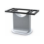 FSX-HW-019 Gray Curved Bridge Pedestal Table Base with White Trim right- 45-degree-degree view