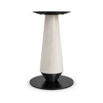 FSX-HW-021 White Fluted Hourglass Table Base with Black Round Foot front view
