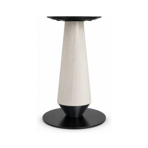 FSX-HW-021 White Fluted Hourglass Table Base with Black Round Foot front view
