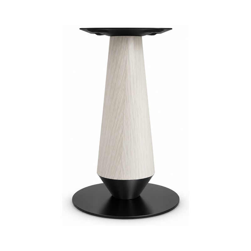 FSX-HW-021 White Fluted Hourglass Table Base with Black Round Foot