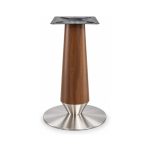 FSX-HW-022 Walnut Cone Pedestal Table Base with Stainless Round Foot front view