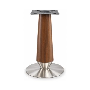 FSX-HW-022 Walnut Cone Pedestal Table Base with Stainless Round Foot front view