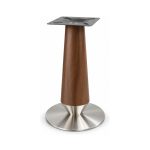 FSX-HW-022 Walnut Cone Pedestal Table Base with Stainless Round Foot left- 45-degree-degree view
