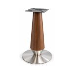 FSX-HW-022 Walnut Cone Pedestal Table Base with Stainless Round Foot right- 45-degree-degree view
