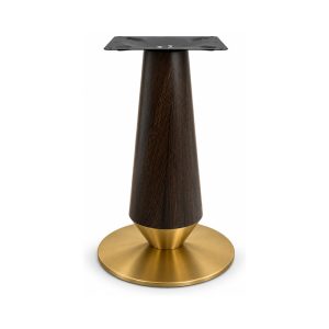 FSX-HW-024 Dark Walnut Hourglass Pedestal Table Base with Bronze Foot front view