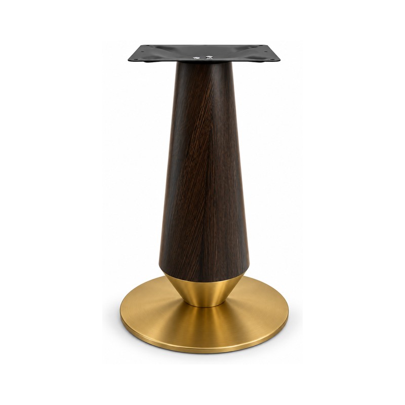 FSX-HW-024 Dark Walnut Hourglass Pedestal Table Base with Bronze Foot