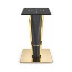 FSX-HW-025 Black and Gold Fluted Geometric Pedestal Table Base front view