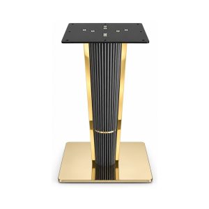 FSX-HW-025 Black and Gold Fluted Geometric Pedestal Table Base front view