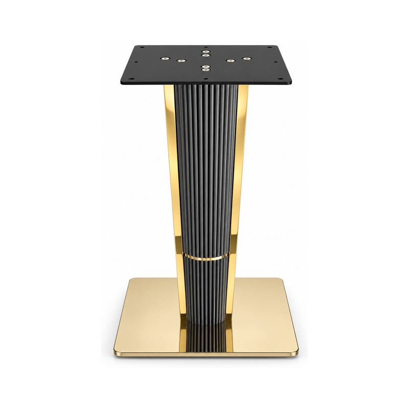 FSX-HW-025 Black and Gold Fluted Geometric Pedestal Table Base