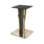 FSX-HW-025 Black and Gold Fluted Geometric Pedestal Table Base left- 45-degree-degree view