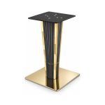 FSX-HW-025 Black and Gold Fluted Geometric Pedestal Table Base right- 45-degree-degree view