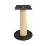 FSX-HW-027 Light Oak Pedestal Table Base with Black Round Foot front view