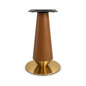 FSX-HW-028 Warm Walnut Hourglass Pedestal Table Base with Bronze Foot front view