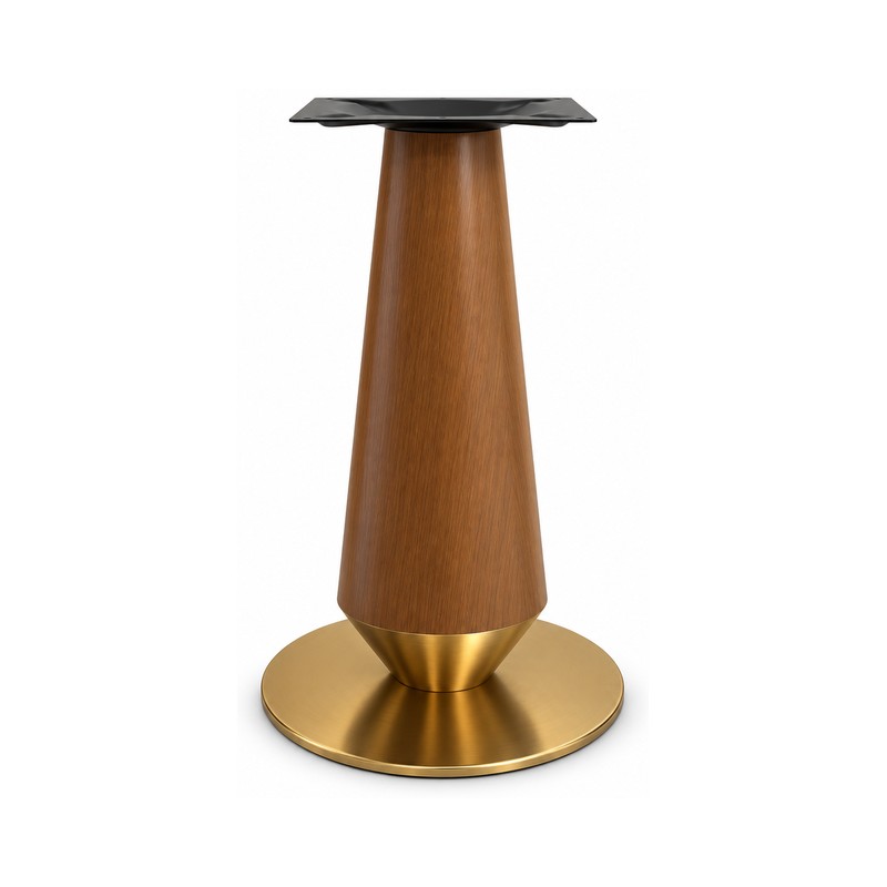 FSX-HW-028 Warm Walnut Hourglass Pedestal Table Base with Bronze Foot