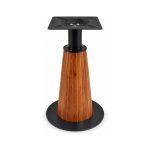 FSX-HW-029 Wood Cylinder Pedestal Table Base with Black Round Foot front view