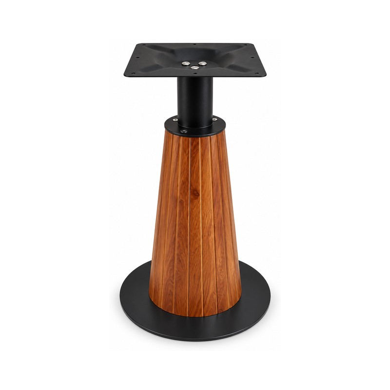 FSX-HW-029 Wood Cylinder Pedestal Table Base with Black Round Foot