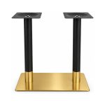 FSX-HW-030 Twin Black Post Table Base with Gold Rectangular Foot front view