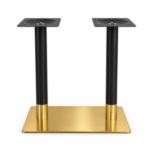 FSX-HW-030 Twin Black Post Table Base with Gold Rectangular Foot front view