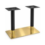 FSX-HW-030 Twin Black Post Table Base with Gold Rectangular Foot left- 45-degree-degree view